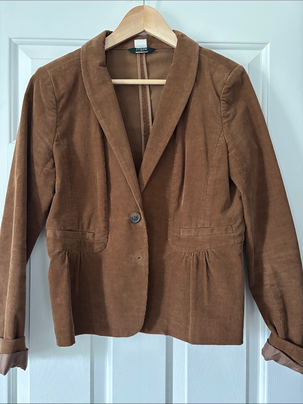 J. Crew Corduroy One-Button Blazer in Warm Brown